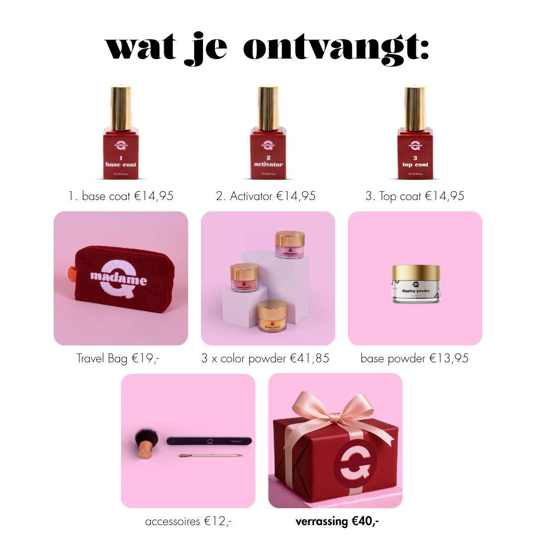 Madame Q Dip powder starterkit | zonder UV | basic thuismanicure set
