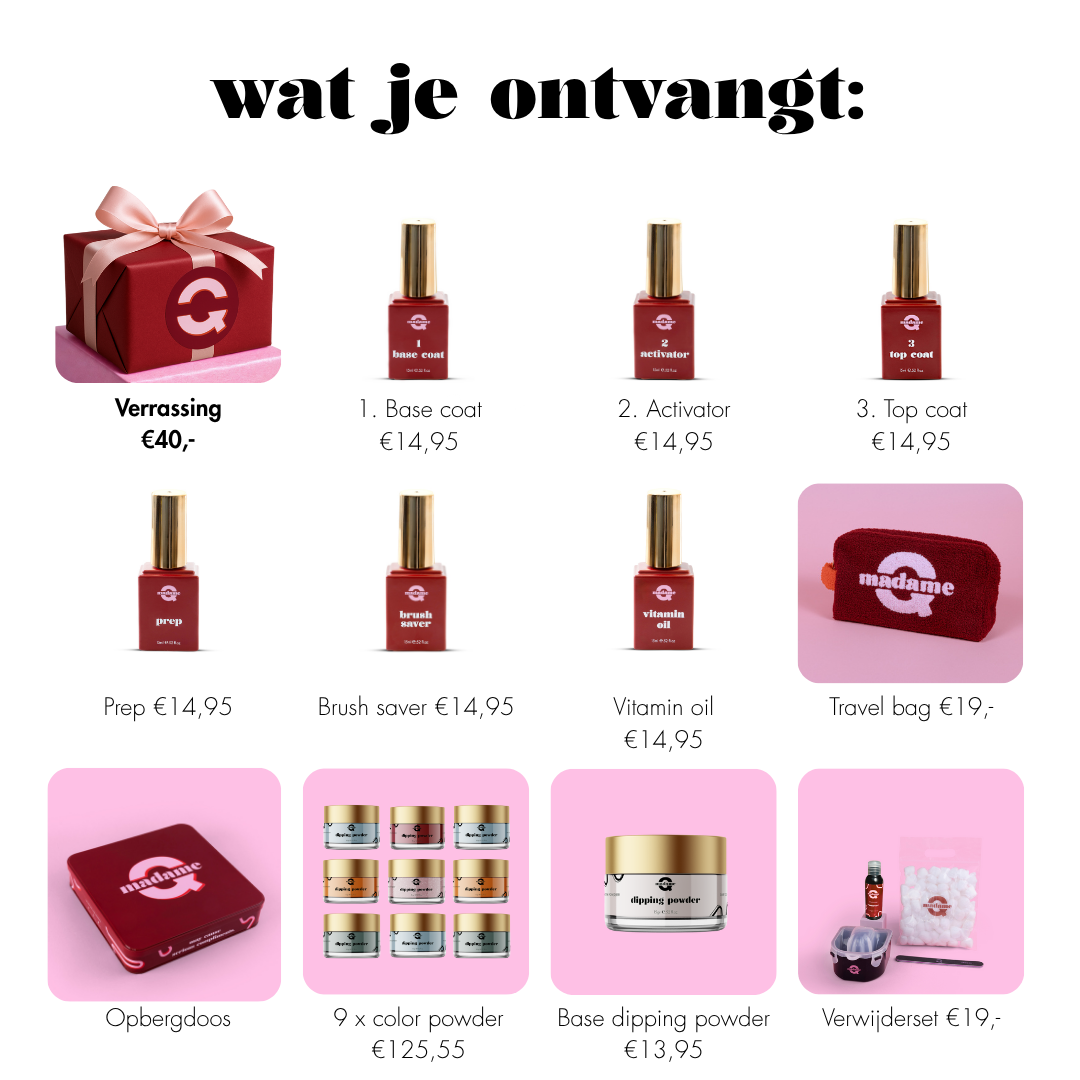 Madame Q Dip Powder Starterkit | Zonder UV | Royale | Volledige Manicure Kit