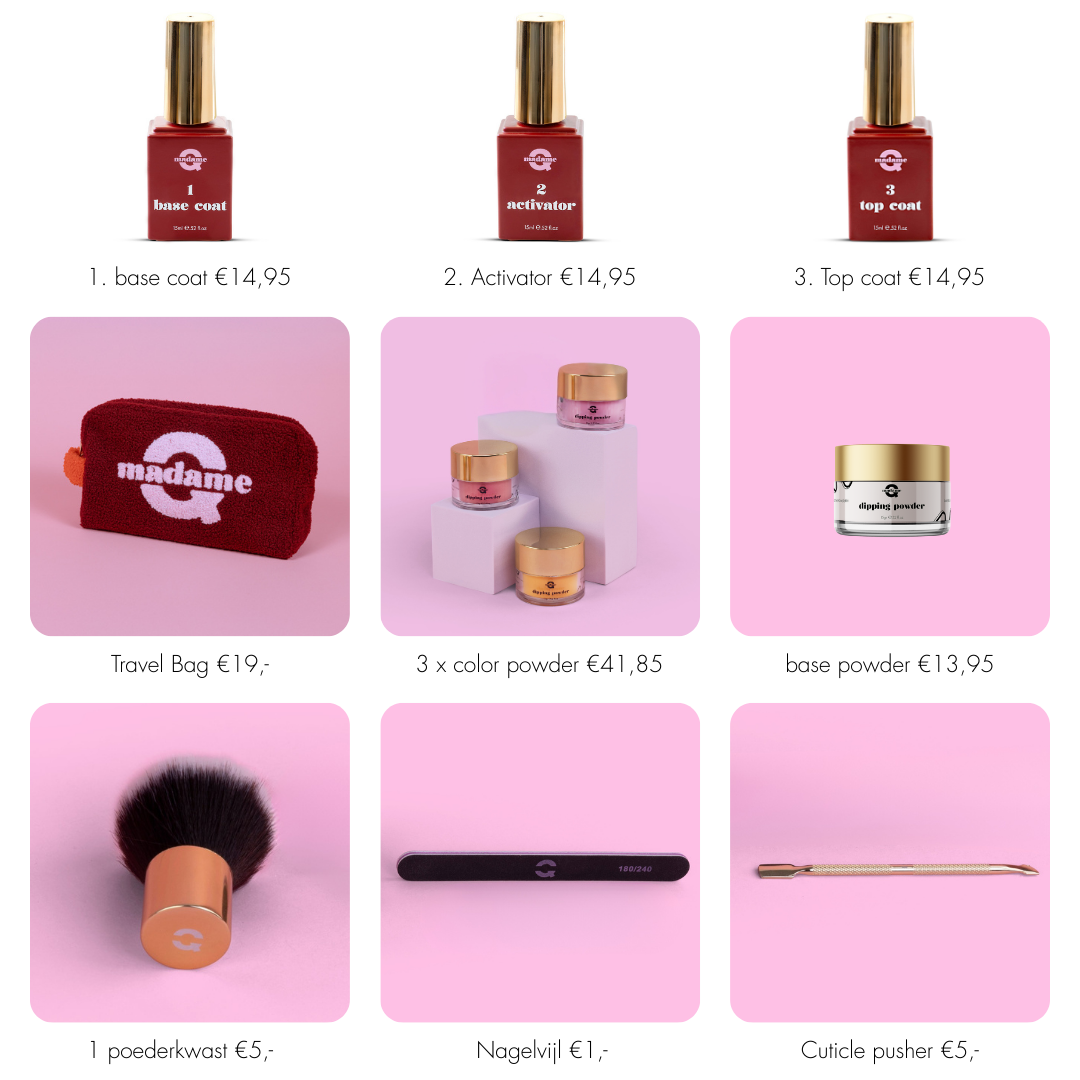 Madame Q Dip powder starterkit | zonder UV | basic thuismanicure set